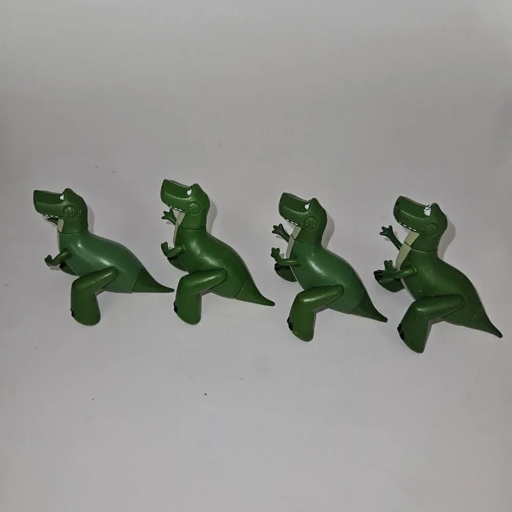 4 Toy Story Rex Green Dinosaur Figures Lot Duplicates Cake Topper Small 2.25